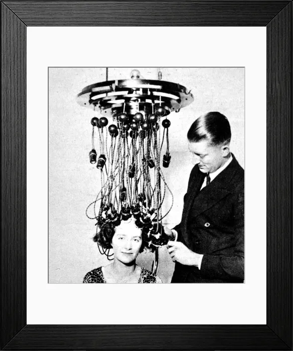 Framed Print : Permanent Hair-Waving machine, 1928 Framed Print : Permanent Hair-Waving machine, 1928