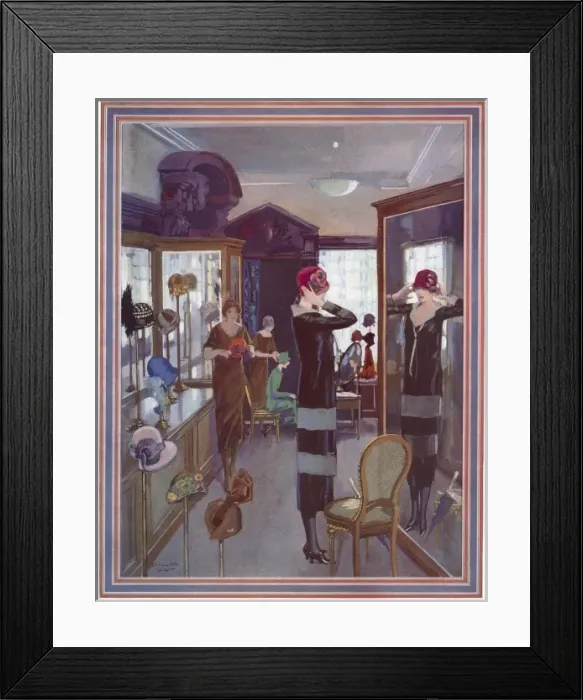 Framed Print : Choosing hats for the Spring, 1925 Framed Print : Choosing hats for the Spring, 1925