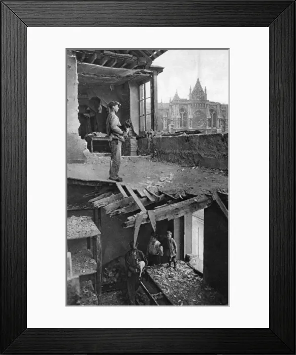 Framed Print : Bomb damage to a house next to Reims Cathedral Framed Print : Bomb damage to a house next to Reims Cathedral