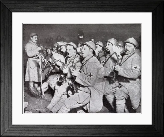 Framed Print : Red Cross stretcher-bearers during the day, musicians by night Framed Print : Red Cross stretcher-bearers during the day, musicians by night