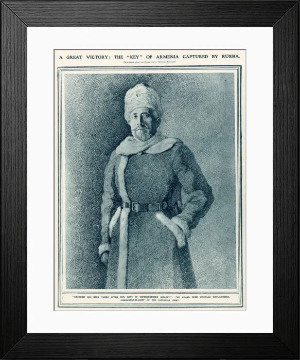 Framed Print : The Russian officer whose army captured the Turkish fortifications of Erzerum, in Armenia