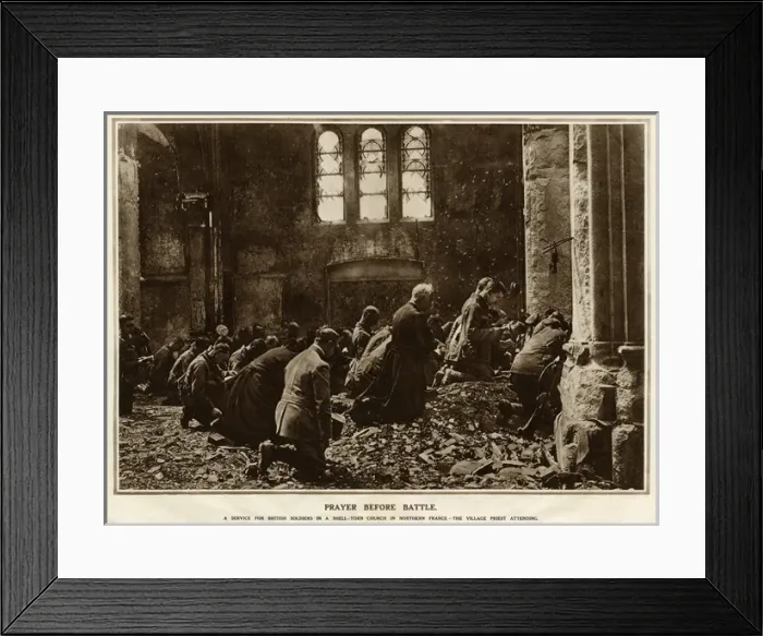 Framed Print : British soldiers at prayer before battle Framed Print : British soldiers at prayer before battle