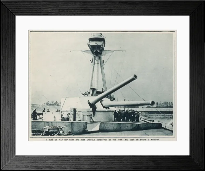Framed Print : Big guns mounted on board a Monitor naval ship Framed Print : Big guns mounted on board a Monitor naval ship