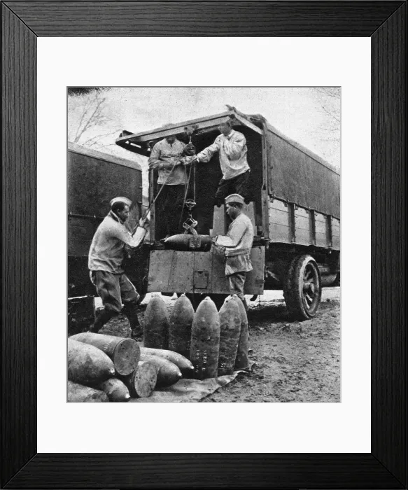 Framed Print : French artillery shells being loaded for transport Framed Print : French artillery shells being loaded for transport