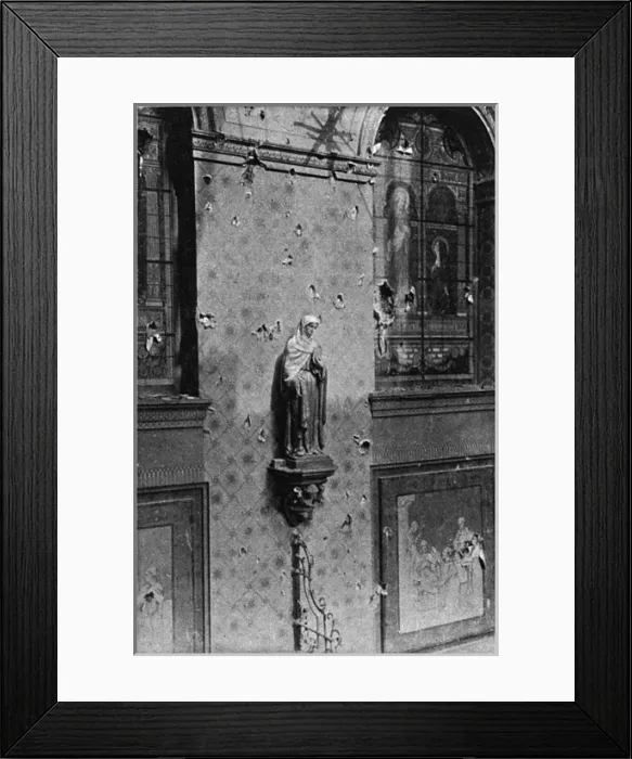 Framed Print : Bullet-holes in the walls and windows of an Ypres convent Framed Print : Bullet-holes in the walls and windows of an Ypres convent