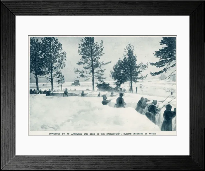 Framed Print : Russian soldiers fighting the Germans in the snow on the eastern front during 1916 Framed Print : Russian soldiers fighting the Germans in the snow on the eastern front during 1916