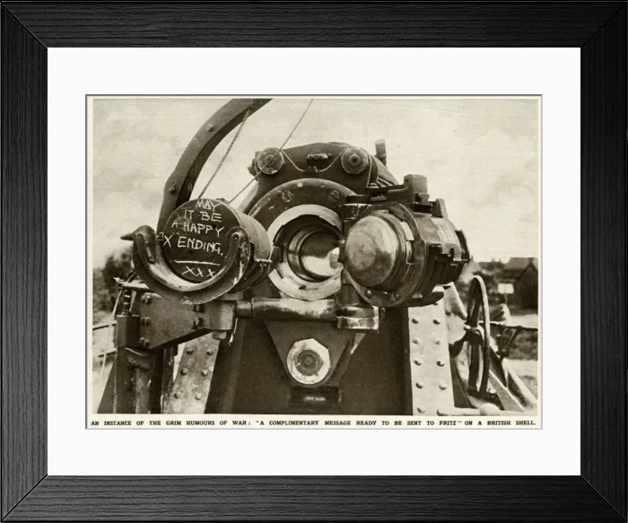 Framed Print : Slogan painted on a British artillery shell Framed Print : Slogan painted on a British artillery shell