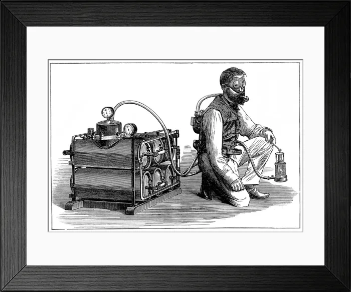 Framed Print : The Aerophore Breathing Apparatus, 1874 Framed Print : The Aerophore Breathing Apparatus, 1874
