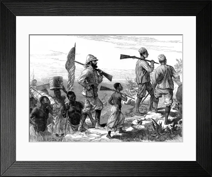 Framed Print : Sir Henry Morton Stanley and his retinue in Central Africa Framed Print : Sir Henry Morton Stanley and his retinue in Central Africa