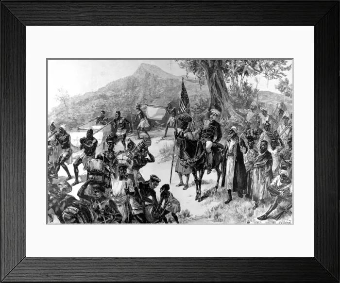 Framed Print : Stanley and Tippoo Tib leaving Matadi, 1887 Framed Print : Stanley and Tippoo Tib leaving Matadi, 1887