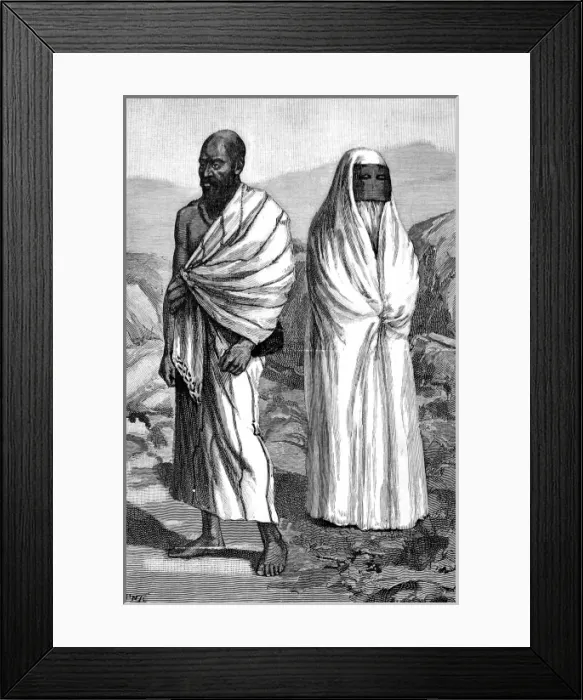 Framed Print : Pilgrims to Mecca in Ihram Clothing, mid-19th century Framed Print : Pilgrims to Mecca in Ihram Clothing, mid-19th century