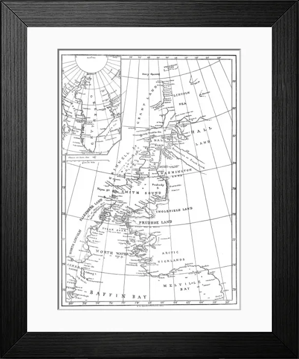 Framed Print : Map of Smith Sound and Greenland, 1875 Framed Print : Map of Smith Sound and Greenland, 1875
