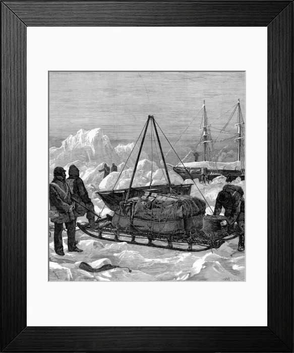 Framed Print : Starting a Sledge Journey, British Arctic Expedition, 1875-1 Framed Print : Starting a Sledge Journey, British Arctic Expedition, 1875-1
