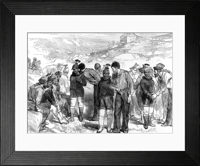 Framed Print : British Sailors meeting Greenland Women, Disco Island, 1875 Framed Print : British Sailors meeting Greenland Women, Disco Island, 1875