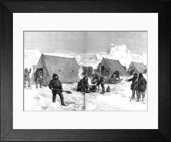 Framed Print : A Sledging Party Camping for the Night, British Arctic Exped Framed Print : A Sledging Party Camping for the Night, British Arctic Exped