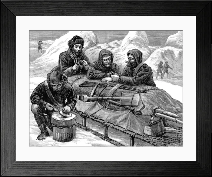 Framed Print : Sledging Party cooking lunch, British Arctic Expedition, 187 Framed Print : Sledging Party cooking lunch, British Arctic Expedition, 187