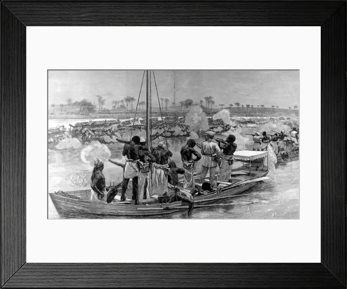 Framed Print : H. M. Stanleys Expedition fighting the Bangala, Central Afri