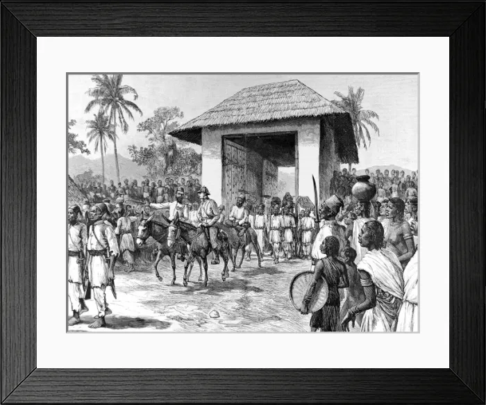 Framed Print : Emin Pasha and Mr. Jephson entering Dufile, 1888