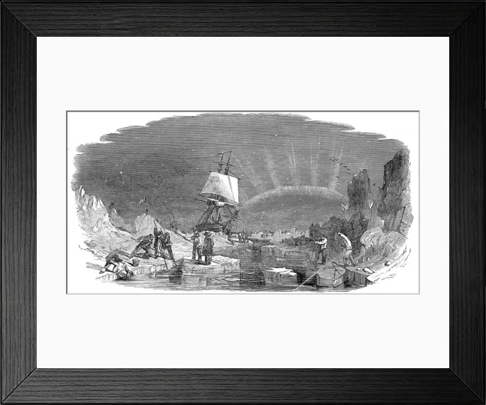 Framed Print : Cutting a channel through the ice, Arctic, c. 1849 Framed Print : Cutting a channel through the ice, Arctic, c. 1849