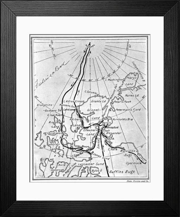 Framed Print : Map showing Dr. Frederick Cooks route to the North Pole, 19 Framed Print : Map showing Dr. Frederick Cooks route to the North Pole, 19