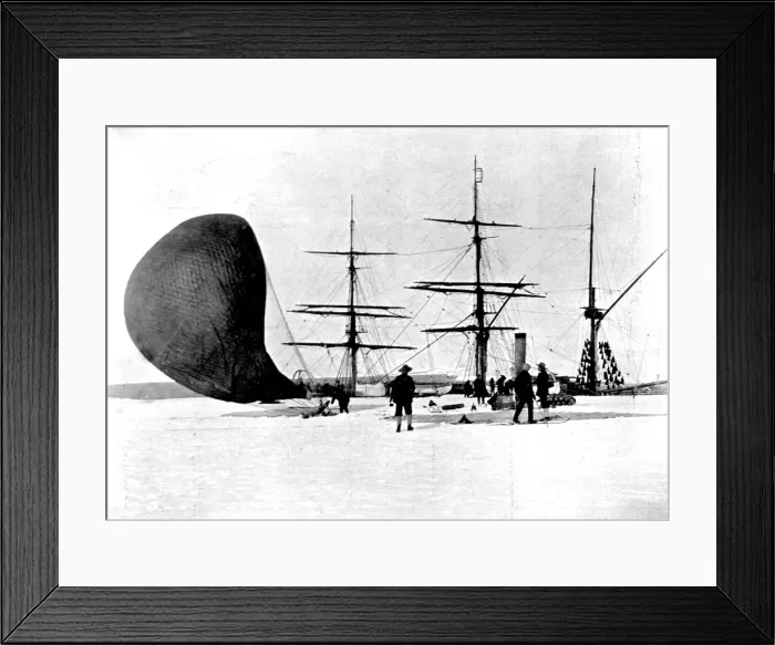 Framed Print : PRS Discovery and hydrogen balloon, Antarctic, 1902 Framed Print : PRS Discovery and hydrogen balloon, Antarctic, 1902