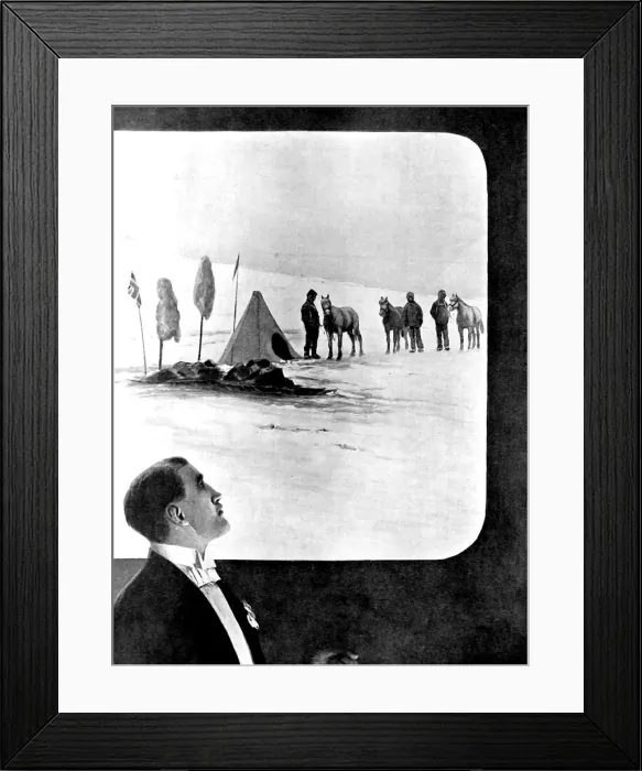 Framed Print : Sir Ernest Shackleton lecturing at the Albert Hall, 1909