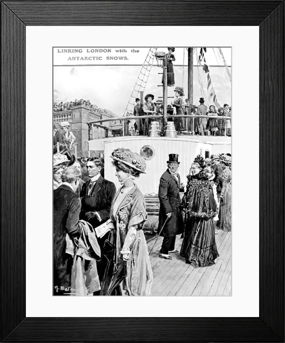 Framed Print : PRS Nimrod moored in London, 1909 Framed Print : PRS Nimrod moored in London, 1909