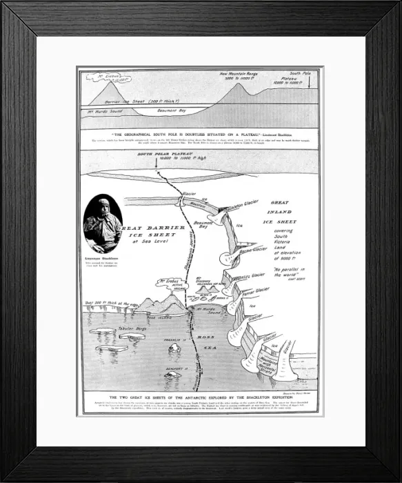 Framed Print : The Path of the Nimrod Antarctic Expedition, 1908-09 Framed Print : The Path of the Nimrod Antarctic Expedition, 1908-09
