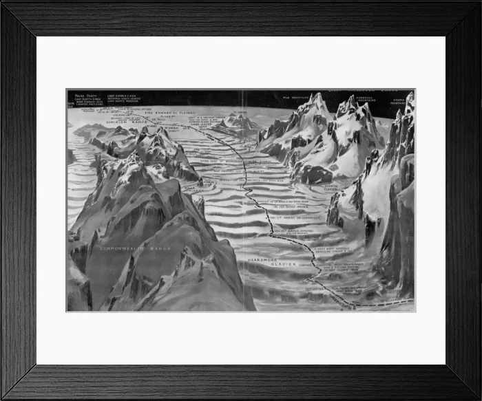 Framed Print : British Antarctic Expedition Route over the Beardmore Glacie Framed Print : British Antarctic Expedition Route over the Beardmore Glacie