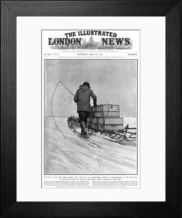 Framed Print : Sledge Team on Amundsens Antarctic Expedition, 1912