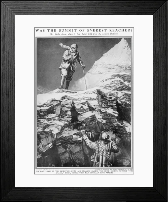 Framed Print : Mallory and Irvine at the Second Step, Everest, 1924 Framed Print : Mallory and Irvine at the Second Step, Everest, 1924