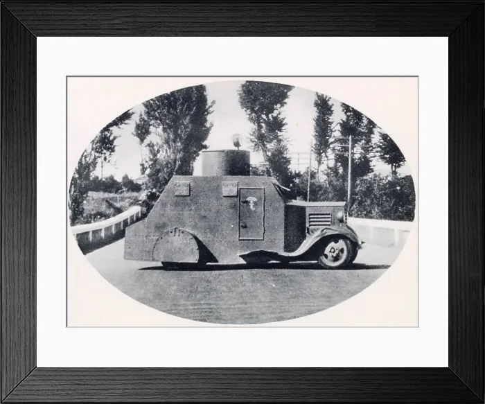 Framed Print : Republican armoured car, used in the defence of Madrid, early in the Spanish Civil War. Date: 1936 Framed Print : Republican armoured car, used in the defence of Madrid, early in the Spanish Civil War. Date: 1936