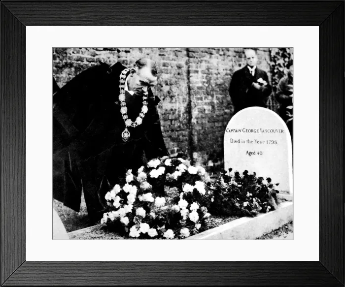 Framed Print : The Mayor of Vancouver visiting the grave of George Vancouve Framed Print : The Mayor of Vancouver visiting the grave of George Vancouve