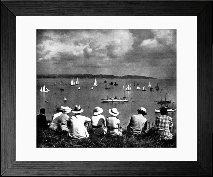 Framed Print : Holidaymakers watching the Brixham Regatta, 1936