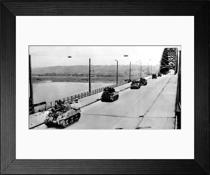 Framed Print : British Tanks on Nijmegen Bridge; Second World War, 1944 Framed Print : British Tanks on Nijmegen Bridge; Second World War, 1944