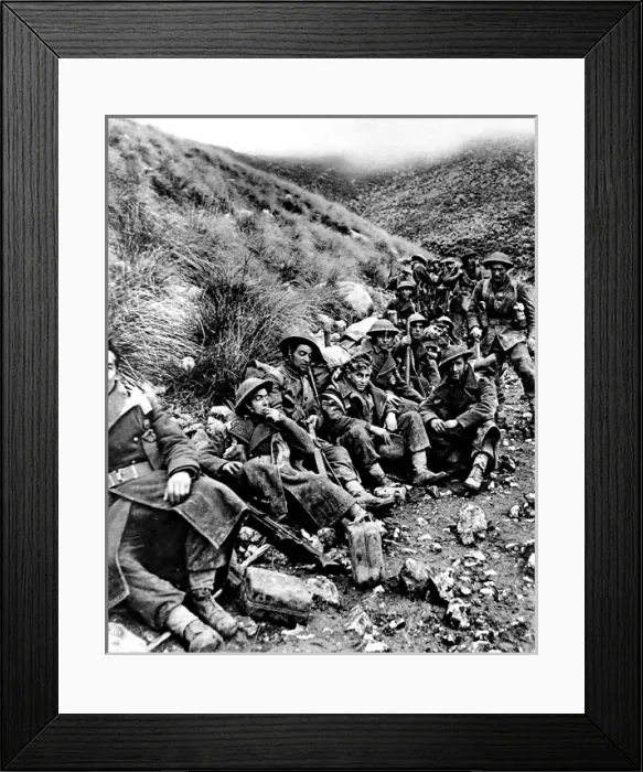 Framed Print : British Soldiers resting near Monte Camino; Second World War Framed Print : British Soldiers resting near Monte Camino; Second World War