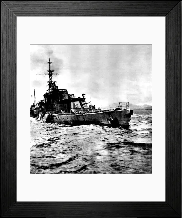 Framed Print : The Damaged HMS Saumarez off Albania, 1946 Framed Print : The Damaged HMS Saumarez off Albania, 1946