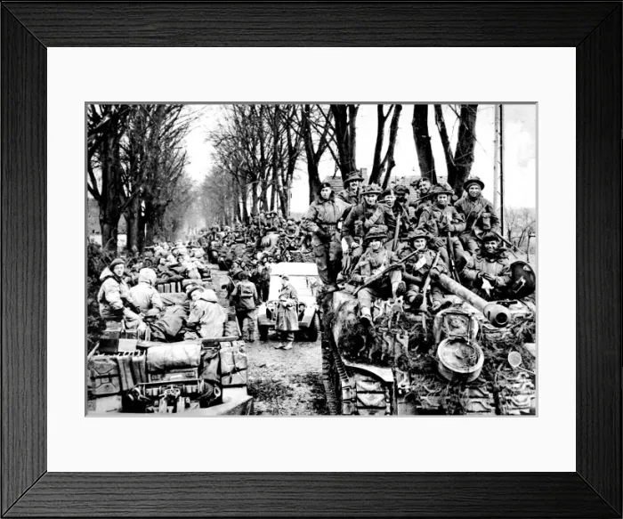 Framed Print : British Infantry and Tanks, Reichswald; World War Two, 1945
