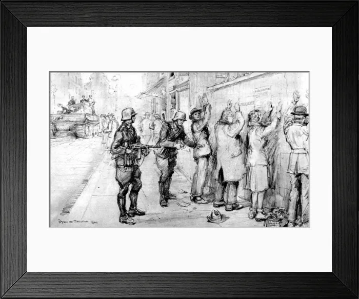 Framed Print : SS Patrol searching Civilians, Warsaw, 1944 Framed Print : SS Patrol searching Civilians, Warsaw, 1944