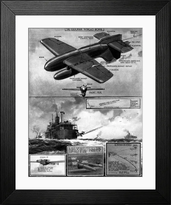 Framed Print : German Radio-Controlled Rocket Bomb; Second World War, 1944 Framed Print : German Radio-Controlled Rocket Bomb; Second World War, 1944