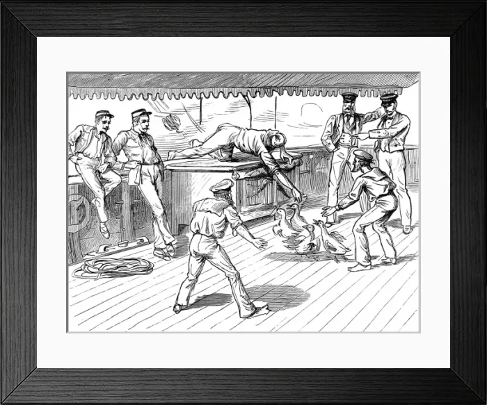 Framed Print : The Zulu war. On board a troop ship bound for the Cape Framed Print : The Zulu war. On board a troop ship bound for the Cape