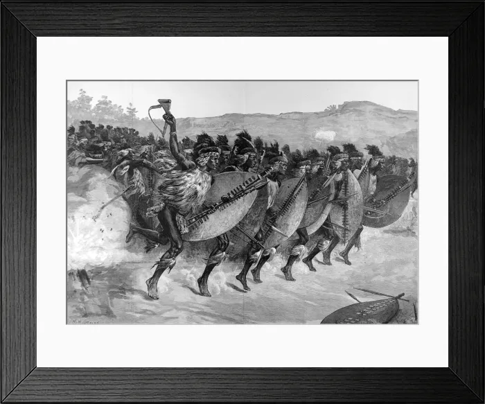Framed Print : The Zulu Wars. Zulu method of advancing to the attack Framed Print : The Zulu Wars. Zulu method of advancing to the attack