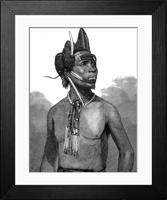 Framed Print : Zulu wars. Zulu dandies, showing the modes of wearing their Framed Print : Zulu wars. Zulu dandies, showing the modes of wearing their