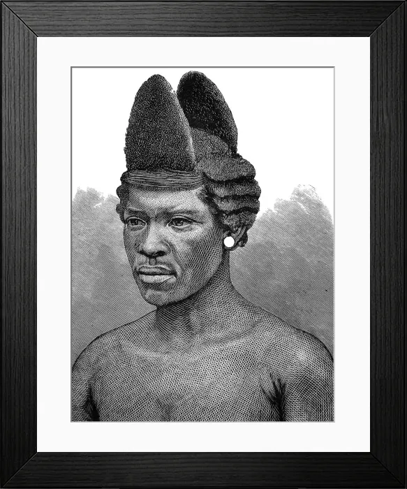 Framed Print : Zulu war. Zulu dandies, showing the modes of wearing their h