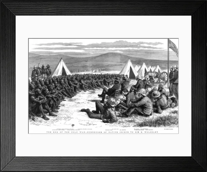 Framed Print : The End of the Zulu War. Surrender of native chiefs to Sir G