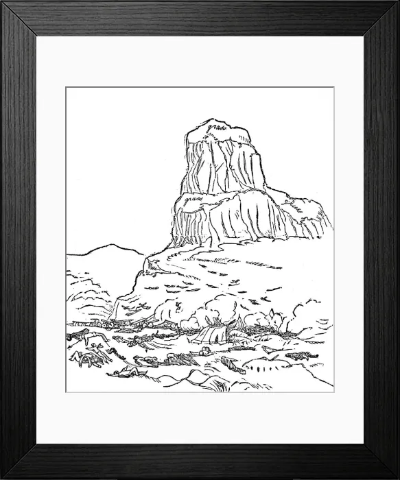 Framed Print : The Battle of Isandhlwana. Isandula Hill - facsimile of sket Framed Print : The Battle of Isandhlwana. Isandula Hill - facsimile of sket