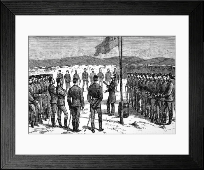 Framed Print : The Zulu war. Fort Bengough. Church Parade of officers and n Framed Print : The Zulu war. Fort Bengough. Church Parade of officers and n