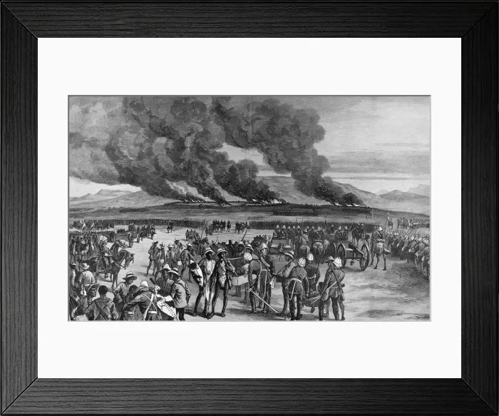 Framed Print : The Zulu war, the Burning of Ulundi. From a sketch by an ILN Framed Print : The Zulu war, the Burning of Ulundi. From a sketch by an ILN