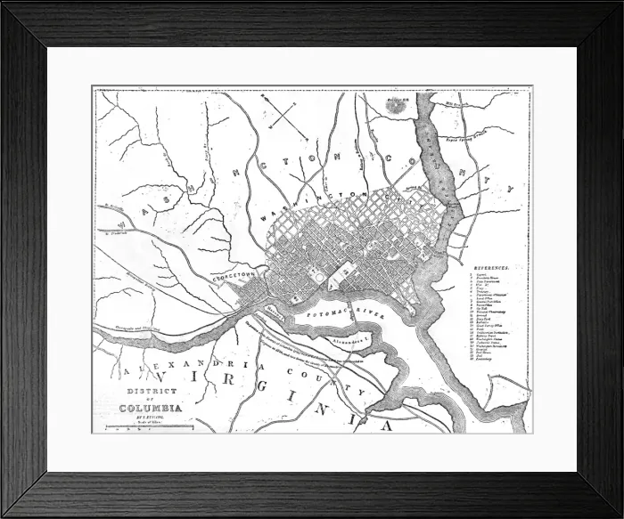 Framed Print : American Civil War. Map of the border between Washington DC Framed Print : American Civil War. Map of the border between Washington DC