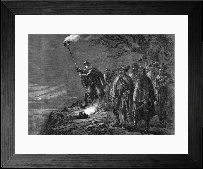 Framed Print : The war in America: a night alarm in the Federal camp